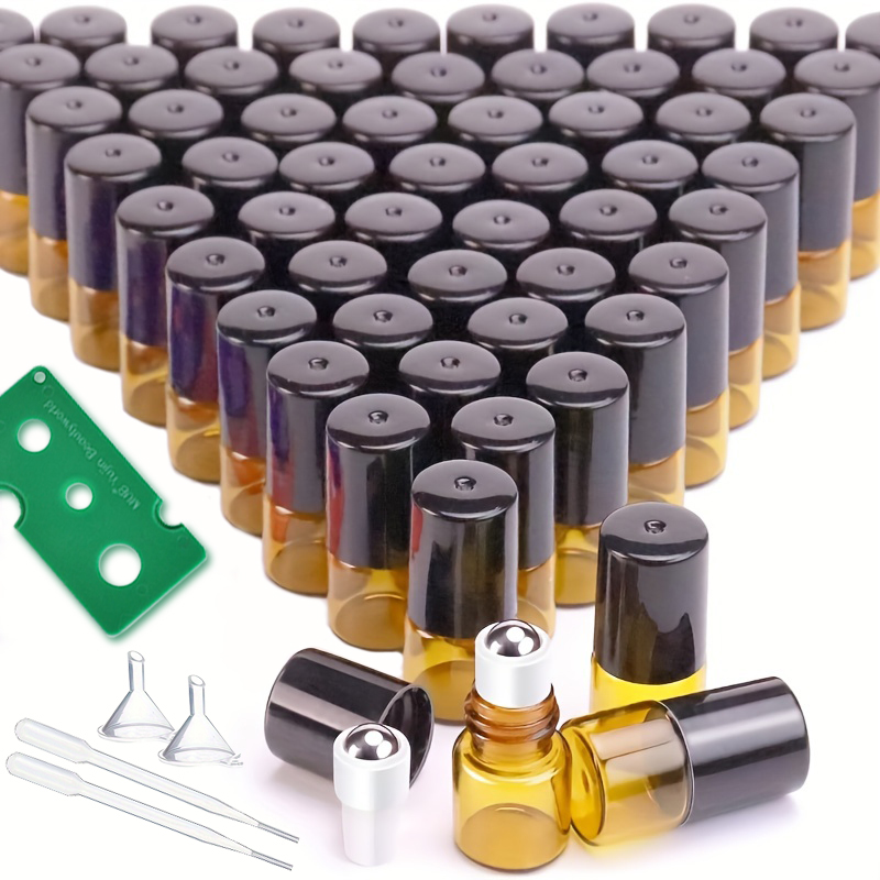 On Perfume & Fragrance Kota Bogor - 60-Piece Set, 2/3/5/10ml Amber Roll-On Bottles